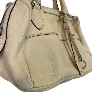 ABRO Leather Doctor Bag Soft Yellow  Silver Charm Key-fob Short Handles Zip Top